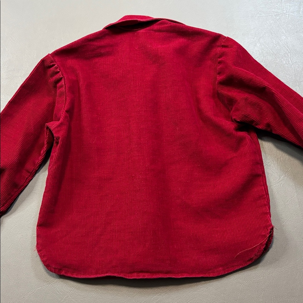 Handmade Wine Red Corduroy Airplane Detail Button-Up Shirt Size 4T - Picture 6 of 6